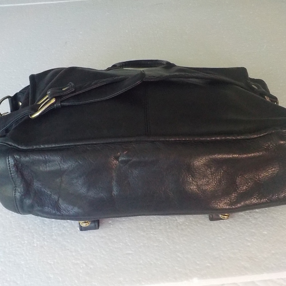 Black Leather Laptop/Biker/Tablet Tote - Picture 6 of 15